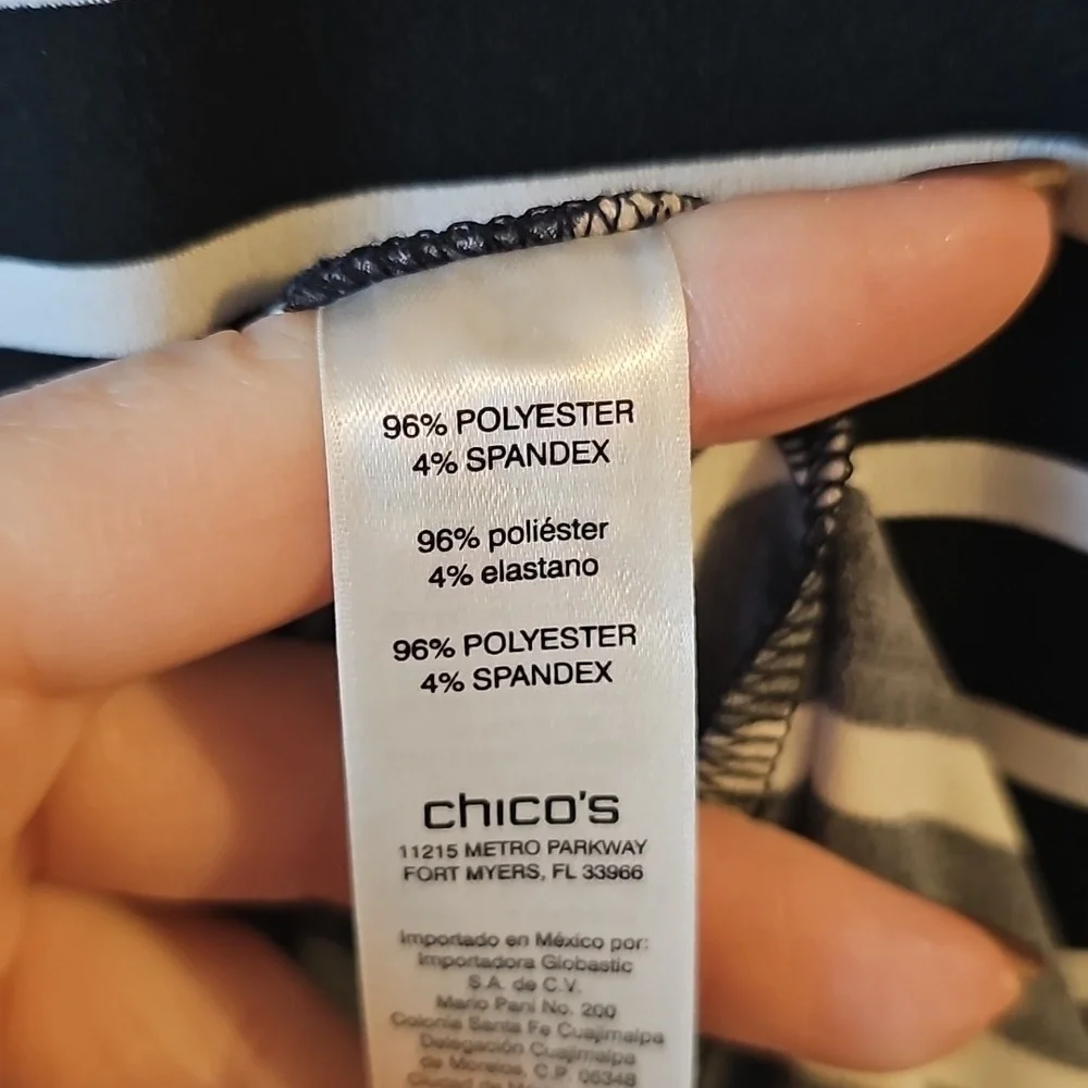 Chicos Sz 2 Black and White Striped Dress Sz 12 Large New $99